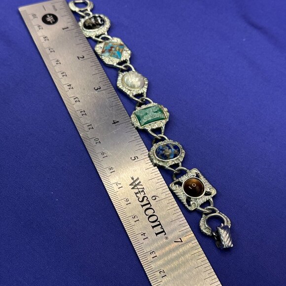 VTG 1960s Sarah Coventry Art Deco Faux Stone Silver-Tone Bracelet - Picture 13 of 16